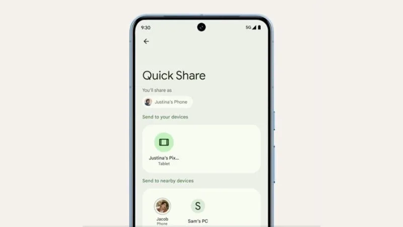 ميزة مشاركة الملفات بالسحب والإفلات قد تتوفر قريبًا في Google Quick Share