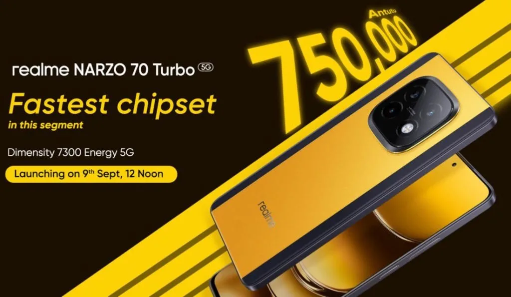 إطلاق هاتف Realme NARZO 70 Turbo 5G في الهند في 9 سبتمبر